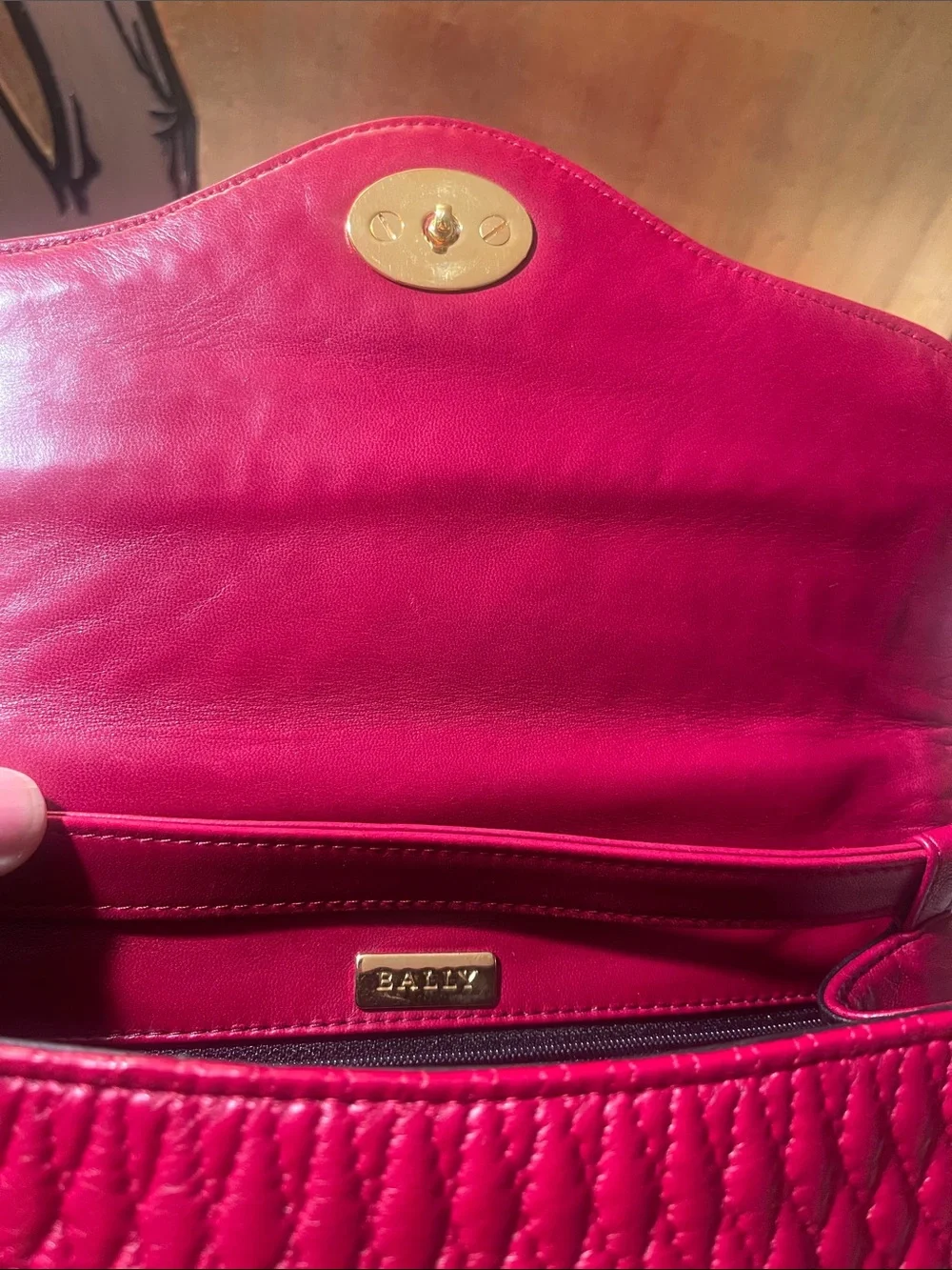 Bally Quilted Red Top-Handle Shoulder Bag